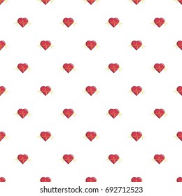 Heart beat pattern in cartoon style. Seamless pattern vector illustration