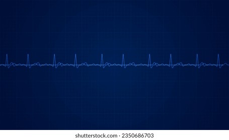 Heart beat pulse electrocardiogram rhythm on blue background