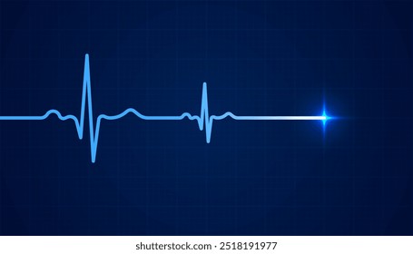 Ritmo de eletrocardiograma de pulso de batimento cardíaco em fundo azul