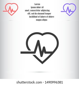 Heart beat pulse flat icon for medical applications and websites. Heartbeat / heart beat pulse icon. Heart beat flat vector icon for medical apps and websites icon.