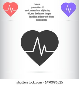 Heart beat pulse flat icon for medical applications and websites. Heartbeat / heart beat pulse icon. Heart beat flat vector icon for medical apps and websites icon.
