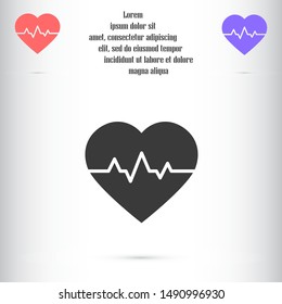Heart beat pulse flat icon for medical applications and websites. Heartbeat / heart beat pulse icon. Heart beat flat vector icon for medical apps and websites icon.