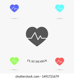 Heart beat pulse flat icon for medical applications and websites. Heartbeat / heart beat pulse icon. Heart beat flat vector icon for medical apps and websites icon.