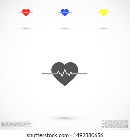 Heart beat pulse flat icon for medical applications and websites. Heartbeat / heart beat pulse icon. Heart beat flat vector icon for medical apps and websites icon.