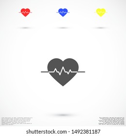 Heart beat pulse flat icon for medical applications and websites. Heartbeat / heart beat pulse icon. Heart beat flat vector icon for medical apps and websites icon.