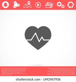 Heart beat pulse flat icon for medical applications and websites. Heartbeat / heart beat pulse icon. Heart beat flat vector icon for medical apps and websites icon.