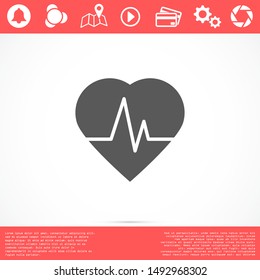 Heart beat pulse flat icon for medical applications and websites. Heartbeat / heart beat pulse icon. Heart beat flat vector icon for medical apps and websites icon.