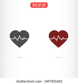 Heart beat pulse flat icon for medical applications and websites. Heartbeat / heart beat pulse icon. Heart beat flat vector icon for medical apps and websites icon.