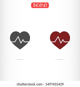 Heart beat pulse flat icon for medical applications and websites. Heartbeat / heart beat pulse icon. Heart beat flat vector icon for medical apps and websites icon.