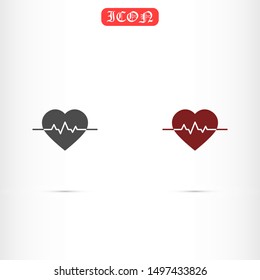 Heart beat pulse flat icon for medical applications and websites. Heartbeat / heart beat pulse icon. Heart beat flat vector icon for medical apps and websites icon.