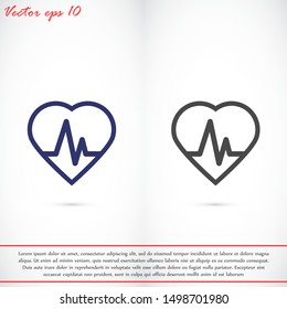 Heart beat pulse flat icon for medical applications and websites. Heartbeat / heart beat pulse icon. Heart beat flat vector icon for medical apps and websites icon. 
