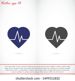Heart beat pulse flat icon for medical applications and websites. Heartbeat / heart beat pulse icon. Heart beat flat vector icon for medical apps and websites icon. 