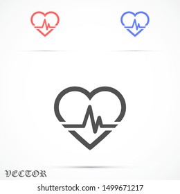 Heart beat pulse flat icon for medical applications and websites. Heartbeat / heart beat pulse icon. Heart beat flat vector icon for medical apps and websites icon. 