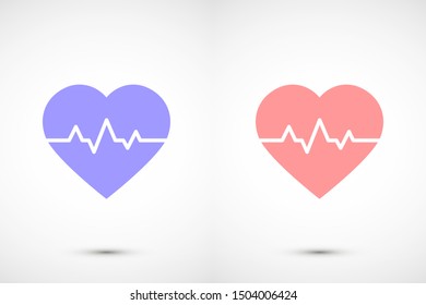 Heart beat pulse flat icon for medical applications and websites. Heartbeat / heart beat pulse icon. Heart beat flat vector icon for medical apps and websites icon.