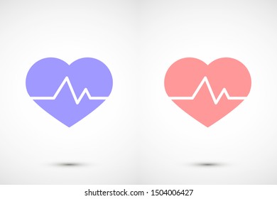 Heart beat pulse flat icon for medical applications and websites. Heartbeat / heart beat pulse icon. Heart beat flat vector icon for medical apps and websites icon.
