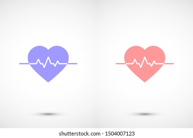 Heart beat pulse flat icon for medical applications and websites. Heartbeat / heart beat pulse icon. Heart beat flat vector icon for medical apps and websites icon.