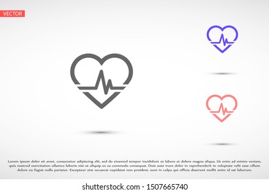Heart beat pulse flat icon for medical applications and websites. Heartbeat / heart beat pulse icon. Heart beat flat vector icon for medical apps and websites icon.