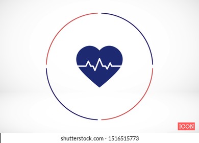 Heart beat pulse flat icon for medical applications and websites. Heartbeat / heart beat pulse icon. Heart beat flat vector icon for medical apps and websites icon.