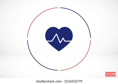 Heart beat pulse flat icon for medical applications and websites. Heartbeat / heart beat pulse icon. Heart beat flat vector icon for medical apps and websites icon.