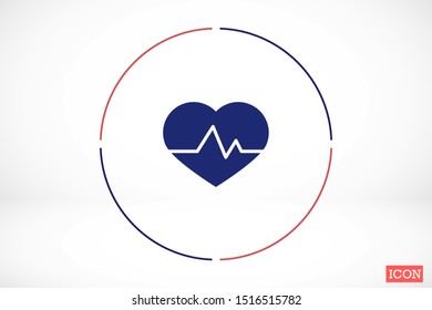 Heart beat pulse flat icon for medical applications and websites. Heartbeat / heart beat pulse icon. Heart beat flat vector icon for medical apps and websites icon.