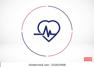 Heart beat pulse flat icon for medical applications and websites. Heartbeat / heart beat pulse icon. Heart beat flat vector icon for medical apps and websites icon.