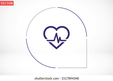 Heart beat pulse flat icon for medical applications and websites. Heartbeat / heart beat pulse icon. Heart beat flat vector icon for medical apps and websites icon. 