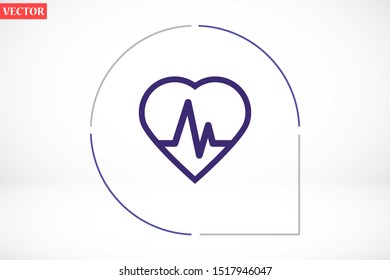Heart beat pulse flat icon for medical applications and websites. Heartbeat / heart beat pulse icon. Heart beat flat vector icon for medical apps and websites icon.
