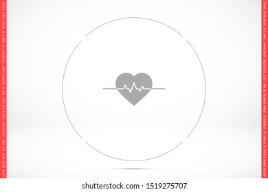 Heart beat pulse flat icon for medical applications and websites. Heartbeat / heart beat pulse icon. Heart beat flat vector icon for medical apps and websites icon.