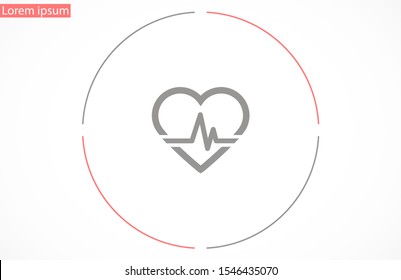 Heart beat pulse flat icon for medical applications and websites. 