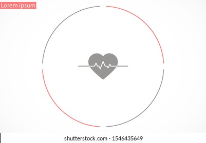 Heart beat pulse flat icon for medical applications and websites. 