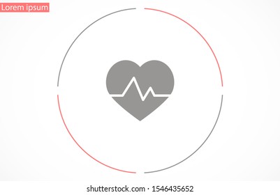 Heart beat pulse flat icon for medical applications and websites. 