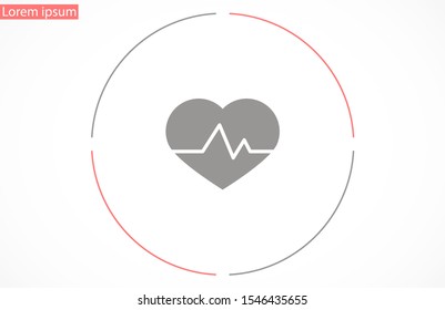 Heart beat pulse flat icon for medical applications and websites. 