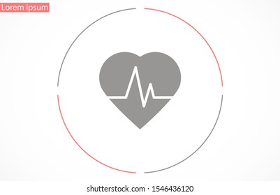 Heart beat pulse flat icon for medical applications and websites. 