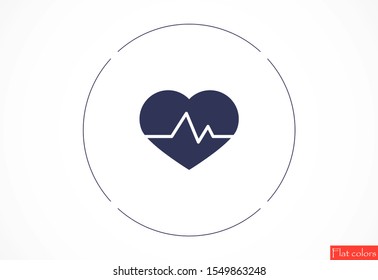 Heart beat pulse flat icon for medical applications and websites. Heartbeat / heart beat pulse icon. Heart beat flat vector icon for medical apps and websites icon.