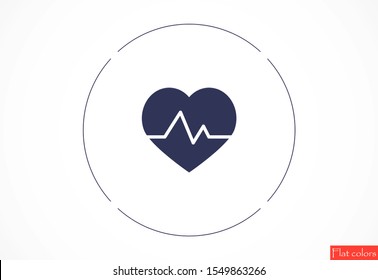 Heart beat pulse flat icon for medical applications and websites. Heartbeat / heart beat pulse icon. Heart beat flat vector icon for medical apps and websites icon.