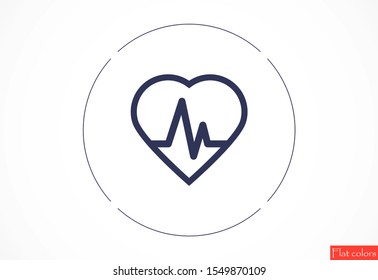 Heart beat pulse flat icon for medical applications and websites. Heartbeat / heart beat pulse icon. Heart beat flat vector icon for medical apps and websites icon.