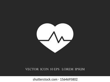 Heart beat pulse flat icon for medical applications and websites. Heartbeat / heart beat pulse icon. Heart beat flat vector icon for medical apps and websites icon.
