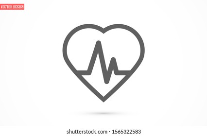 Heart beat pulse flat icon for medical applications and websites. Heartbeat / heart beat pulse icon. Heart beat flat vector icon for medical apps and websites icon.