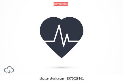 Heart beat pulse flat icon for medical applications and websites. Heartbeat / heart beat pulse icon. Heart beat flat vector icon for medical apps and websites icon. 