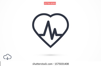 Heart beat pulse flat icon for medical applications and websites. Heartbeat / heart beat pulse icon. Heart beat flat vector icon for medical apps and websites icon. 