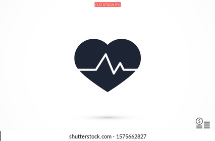 Heart beat pulse flat icon for medical applications and websites. Heartbeat / heart beat pulse icon. Heart beat flat vector icon for medical apps and websites icon.