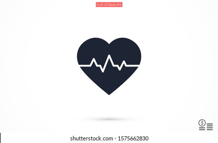 Heart beat pulse flat icon for medical applications and websites. Heartbeat / heart beat pulse icon. Heart beat flat vector icon for medical apps and websites icon.