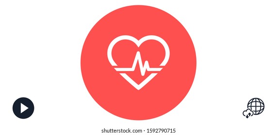 Heart beat pulse flat icon for medical applications and websites. Heartbeat / heart beat pulse icon.