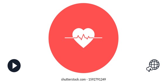 Heart beat pulse flat icon for medical applications and websites. Heartbeat / heart beat pulse icon. 