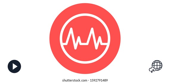 Heart beat pulse flat icon for medical applications and websites. Heartbeat / heart beat pulse icon.