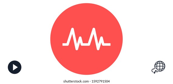 Heart beat pulse flat icon for medical applications and websites. Heartbeat / heart beat pulse icon. 