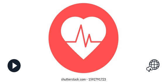 Heart beat pulse flat icon for medical applications and websites. Heartbeat / heart beat pulse icon. 