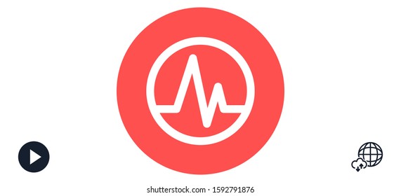 Heart beat pulse flat icon for medical applications and websites. Heartbeat / heart beat pulse icon. 