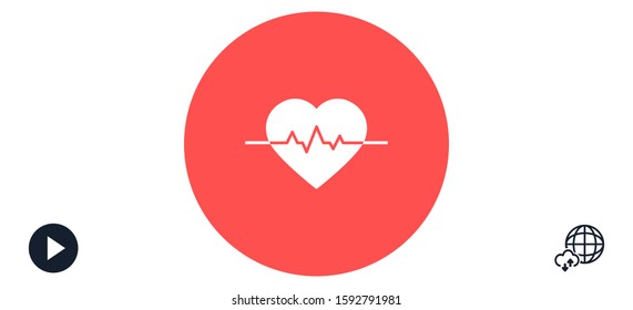 Heart beat pulse flat icon for medical applications and websites. Heartbeat / heart beat pulse icon. 