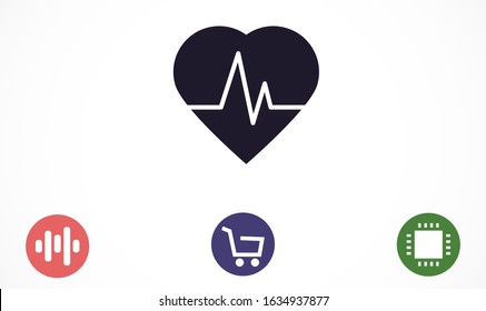 Heart beat pulse flat icon for medical applications and websites. Heartbeat / heart beat pulse icon. Heart beat flat vector icon for medical apps and websites icon.